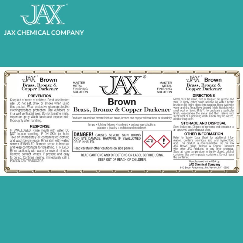 Jax Brown Darkener - Metal Finishing Solution - Antique Finish Without Heat or Electricity - Pint - Image 2